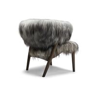 No 7 Fauteuil Volledig Gestoffeerd Donker Geolied Eiken en Schapenvacht Lang