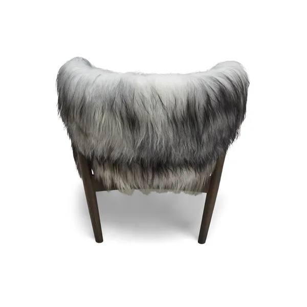 No 7 Fauteuil Volledig Gestoffeerd Donker Geolied Eiken en Schapenvacht Lang