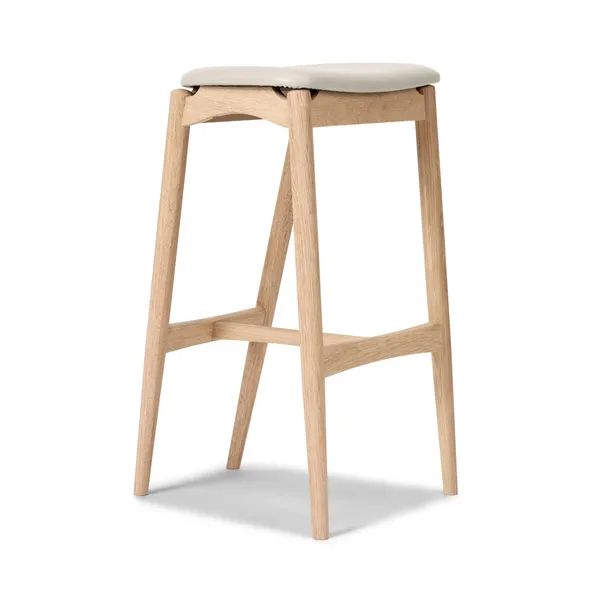 No 7 Barstool 65 Without Back White Oiled Oak/Silk Light Gray