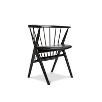 No 8 Dining Chair Black Oak and Black Leather