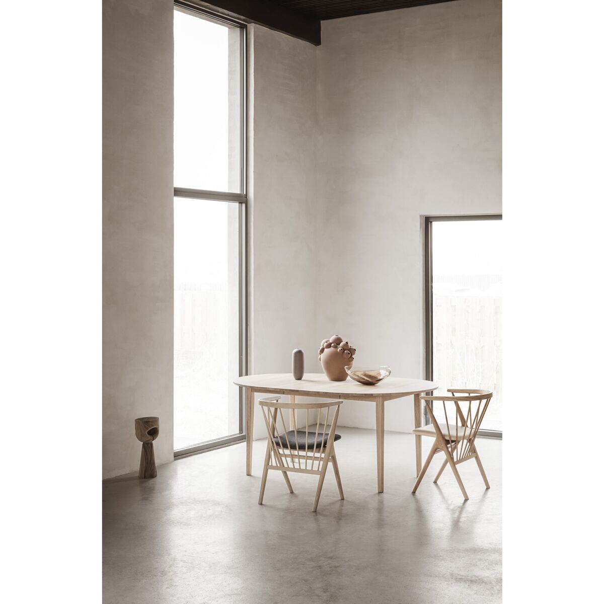 No 8 Dining Chair Black Oak and Black Leather