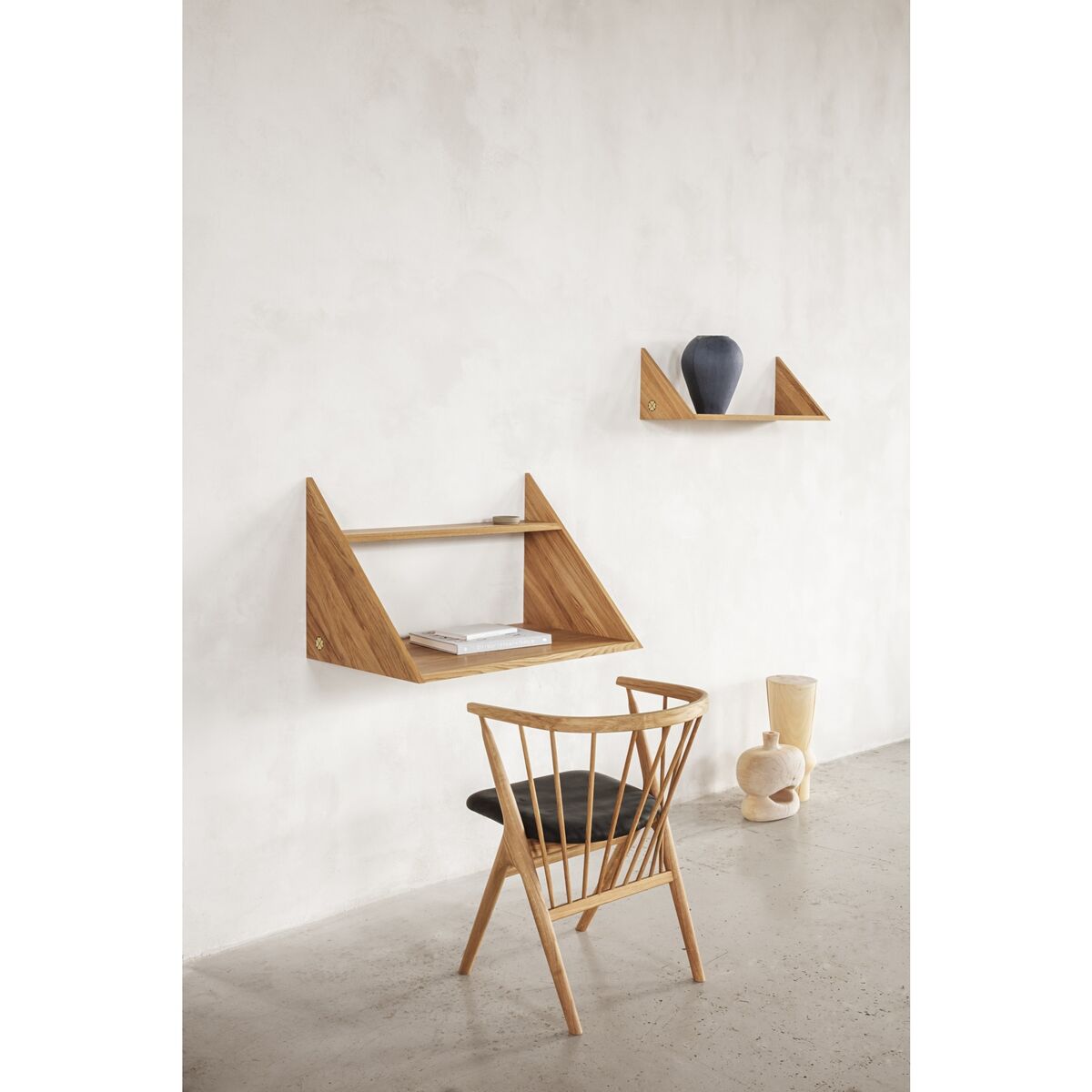No 8 Dining Chair Black Oak and Black Leather
