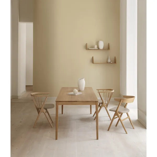 No 8 Dining Chair Black Oak and Black Leather