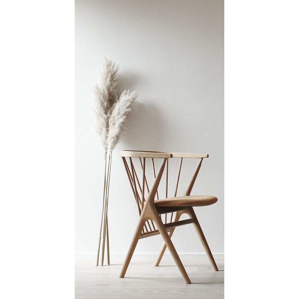No 8 Dining Chair Oiled Oak and Cognac Leather