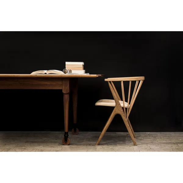No 8 Dining Chair Oiled Oak and Cognac Leather