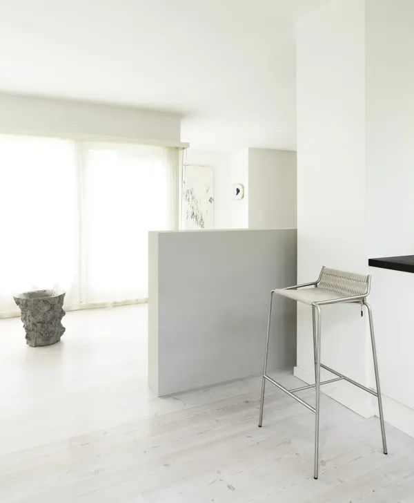 Noel Bar Stool Stainless steel/Linen H77 cm
