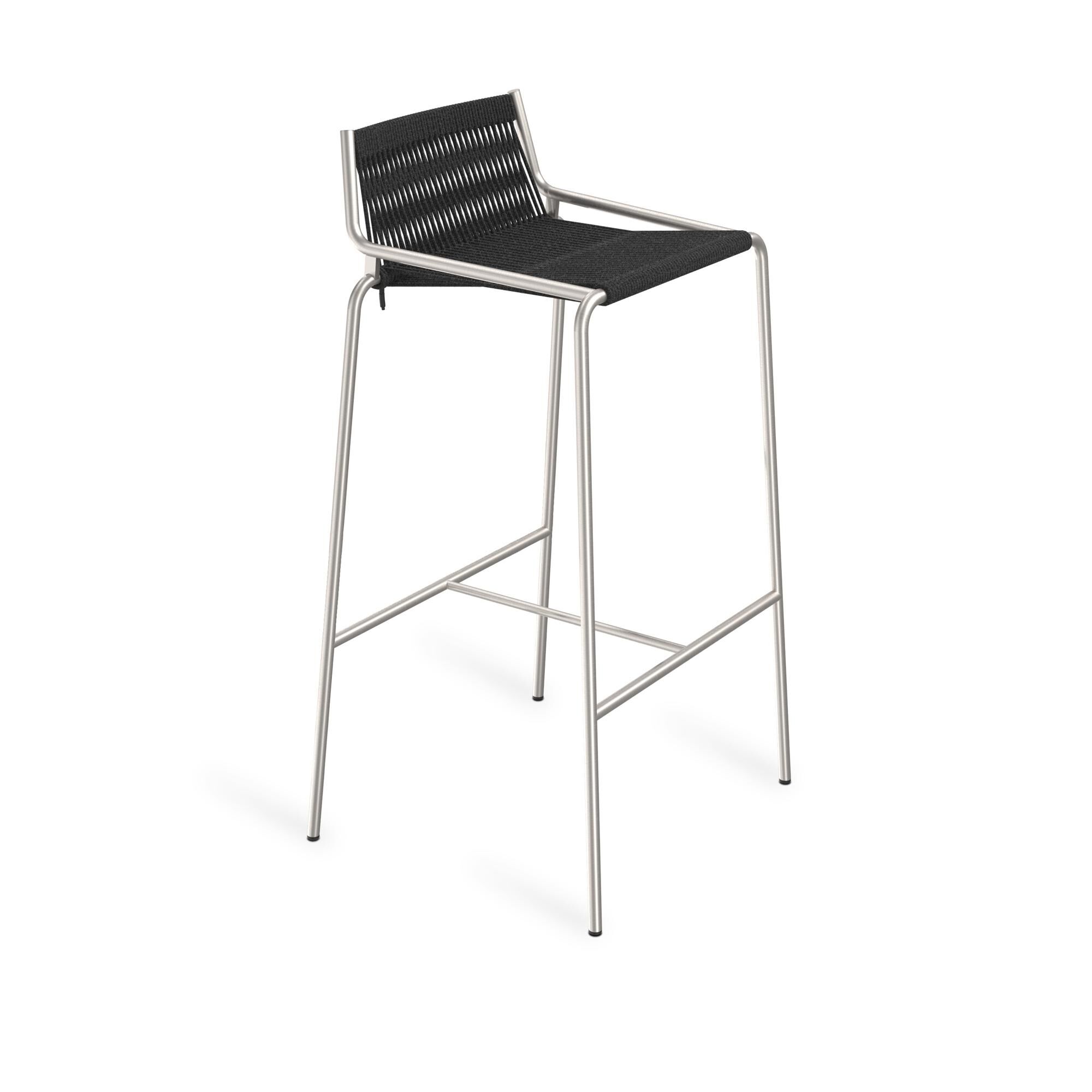 Noel Barstol Rustfrit stål/Sort Linned H77 cm