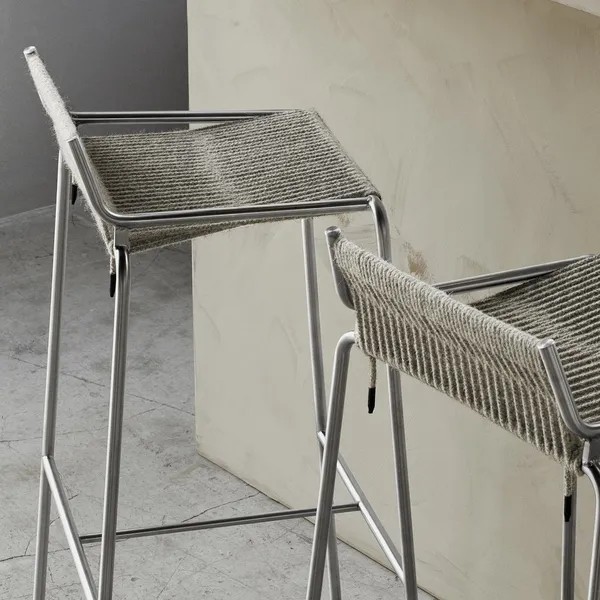 Noel Bar Stool Stainless Steel/ Gray Wool H77 cm
