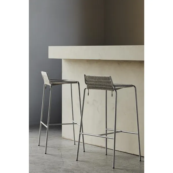 Noel Bar Stool Stainless Steel/ Gray Wool H77 cm
