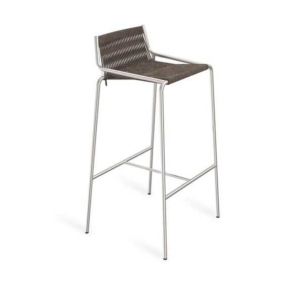 Thorup Kopenhagen Noel Barhocker Edelstahl/ Dunkelgraue Wolle H77 cm