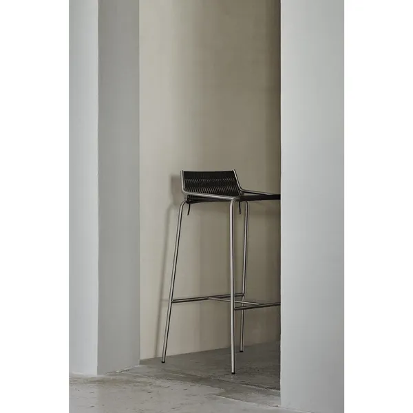 Noel Bar Stool Stainless Steel/ Dark Gray Wool H77 cm
