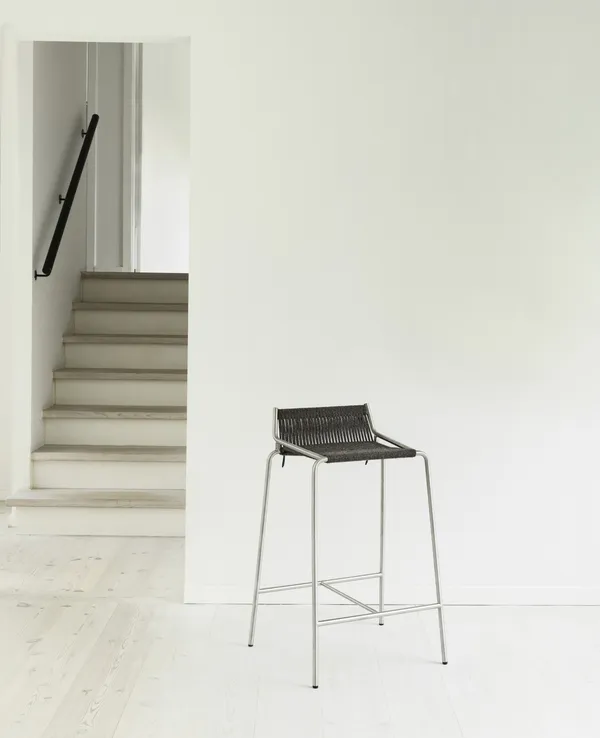 Noel Bar Stool Stainless Steel/ Dark Gray Wool H77 cm