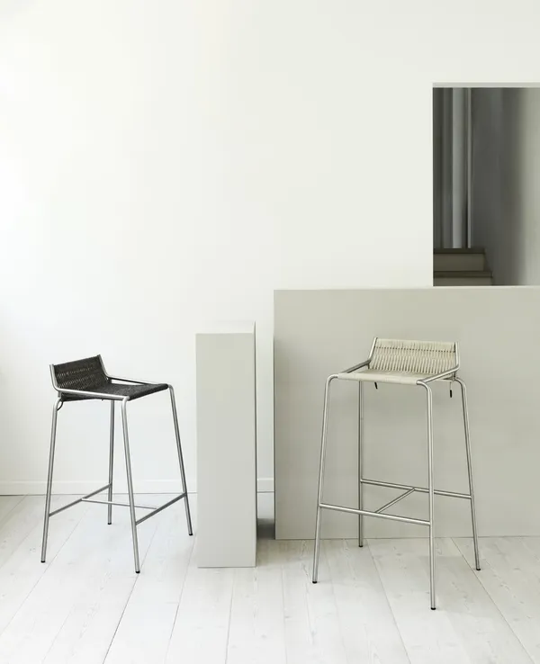 Noel Bar Stool Stainless steel/Linen H67 cm