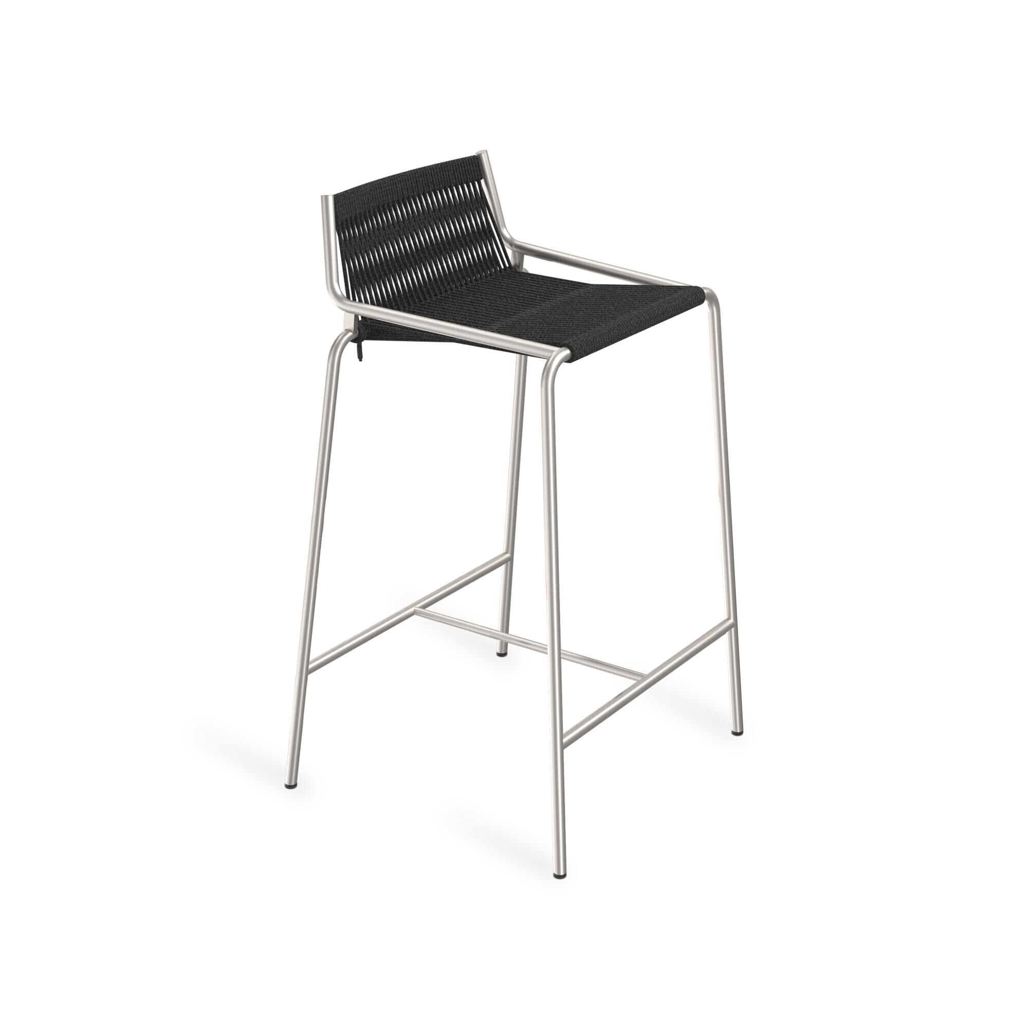 Noel Barstol Rustfrit stål/Sort Linned H67 cm
