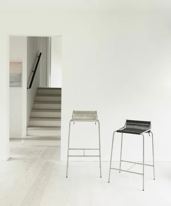 Noel Bar Stool Stainless steel/Black Linen H67 cm