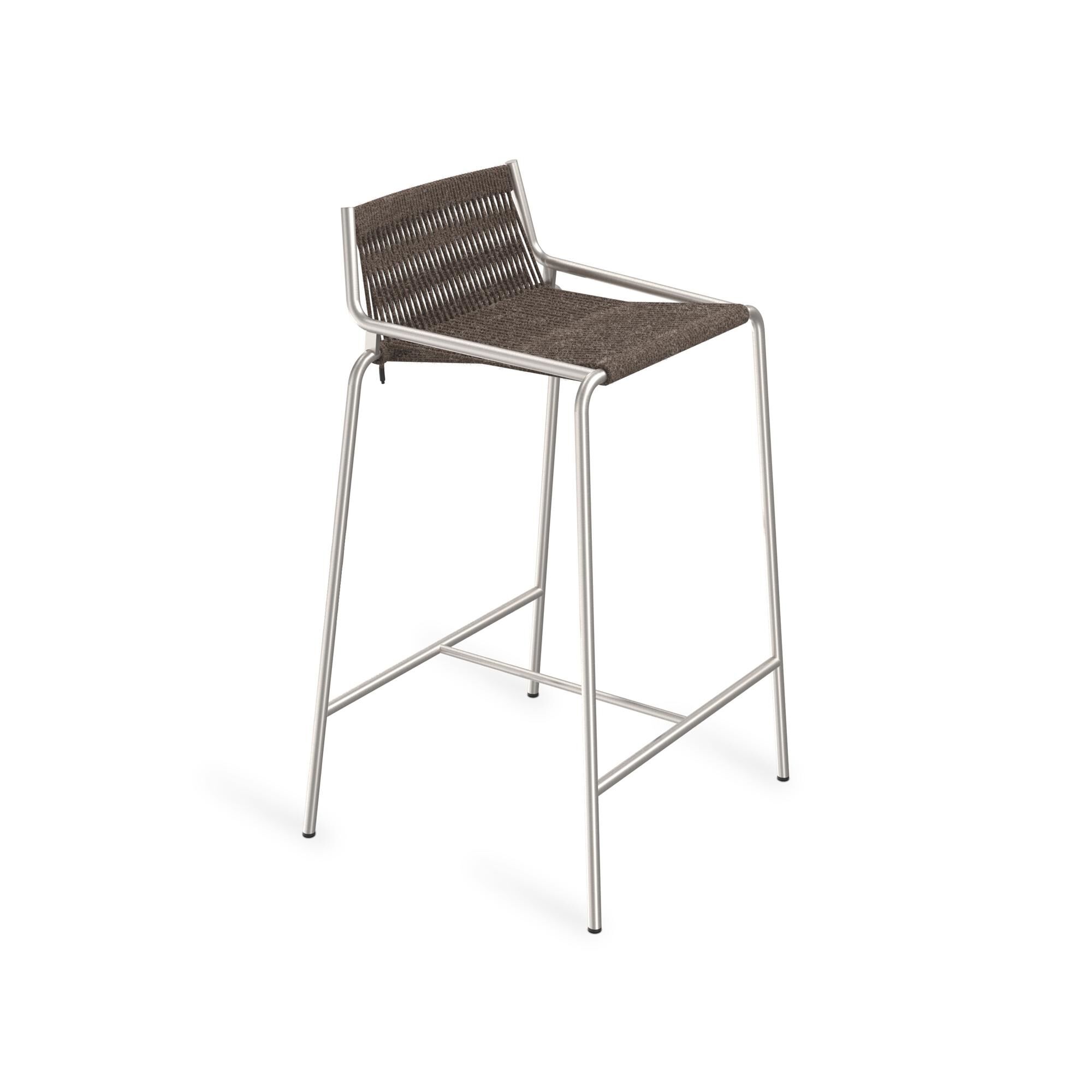 Noel Barstol Rustfrit Stål/Mørk Grå Uld H67 cm
