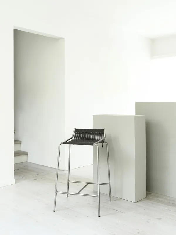Noel Bar Stool Stainless Steel/ Dark Gray Wool H67 cm