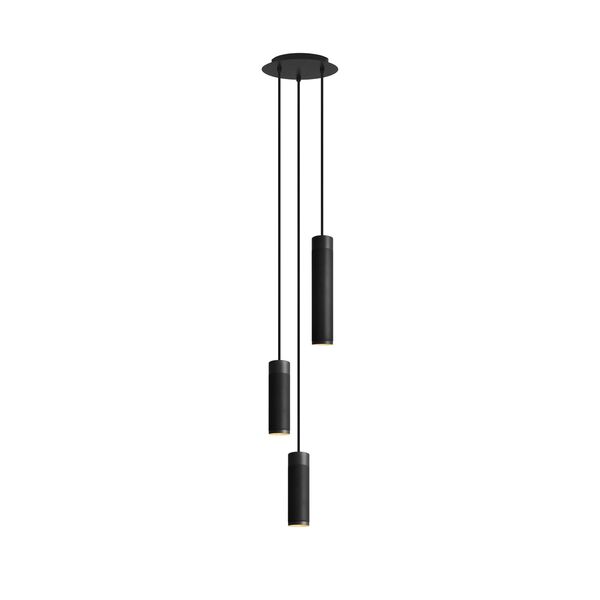 Lampadario Cluster 3 Nero Brunito Ottone