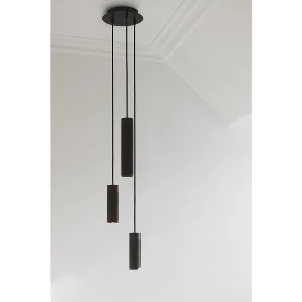 Cluster Pendant 3 Black Burnished Brass