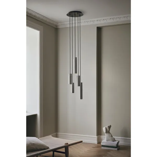 Hanglamp 5 Vernikkeld Messing
