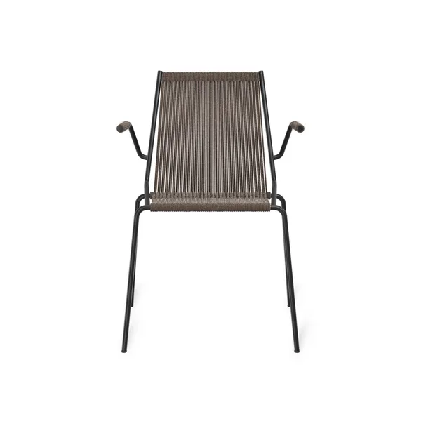 Noel Dining Chair with Armrests Black/ Dark Gray Wool