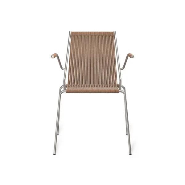 Noel Dining Chair with Armrests Steel/ Brown Wool