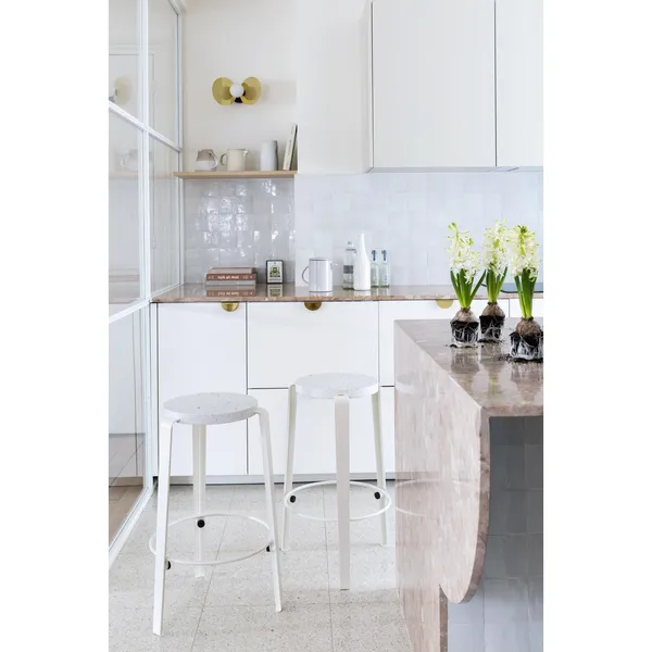 MI LOU Stool Recycled Plastic White/ Eucalyptus Grey
