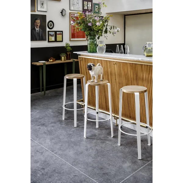 BIG LOU Stool Recycled Plastic White/ Eucalyptus Grey