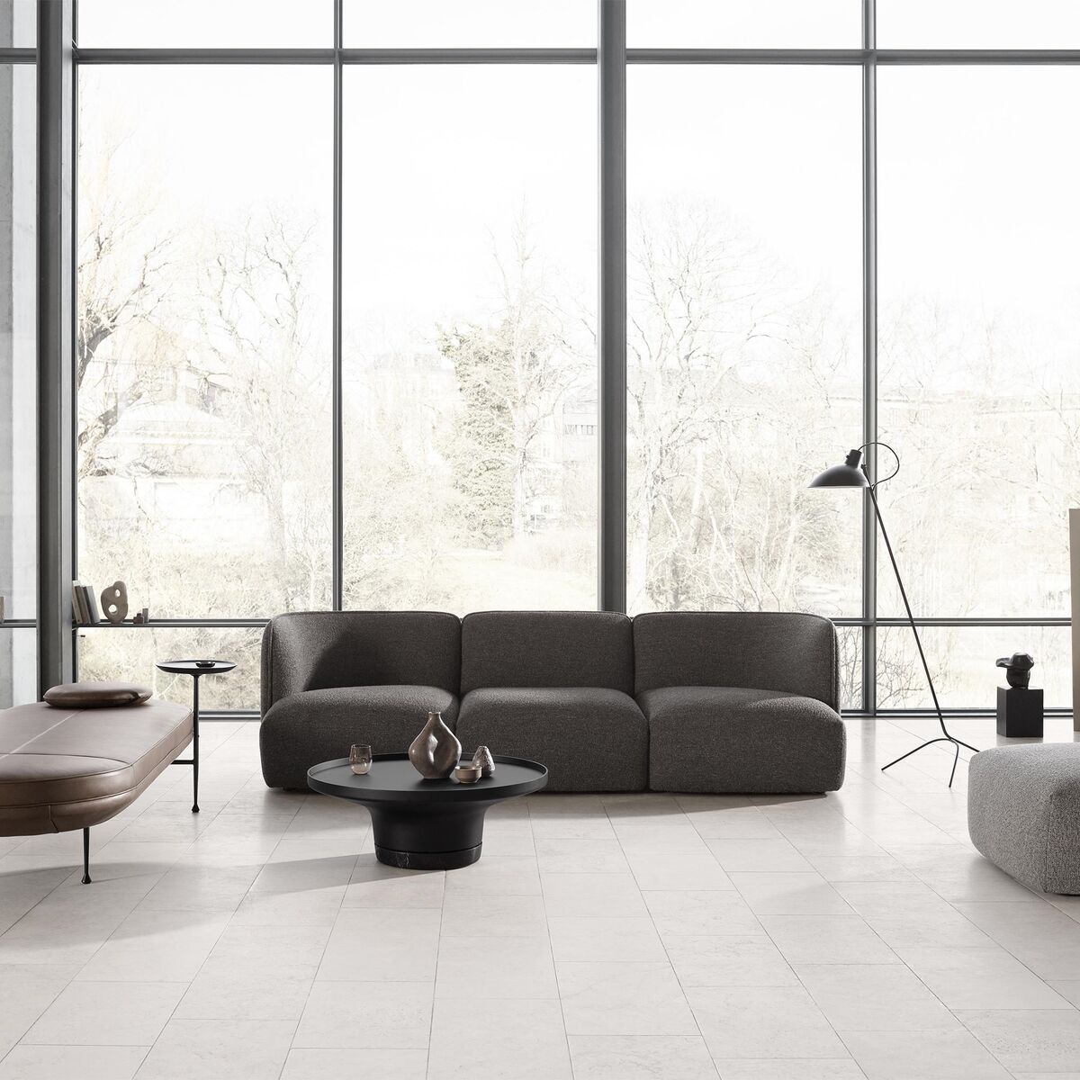 Poller Coffee Table Ø80 Black/ Black Marble