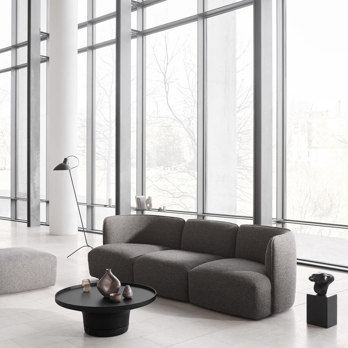 Poller Coffee Table Ø80 Black/ Black Marble