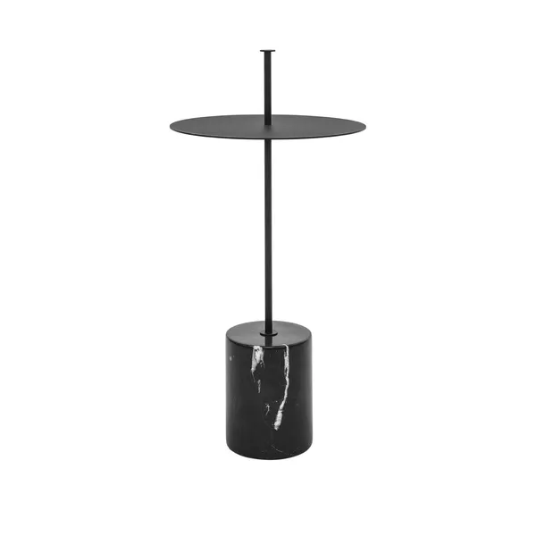 Calibre Side Table High with Handle Black/ Black Marble