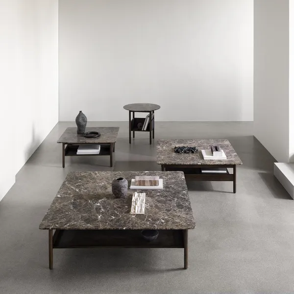 Collect Sofabord 120x120 Emperador Marmor /Mørkebrun Egetræ