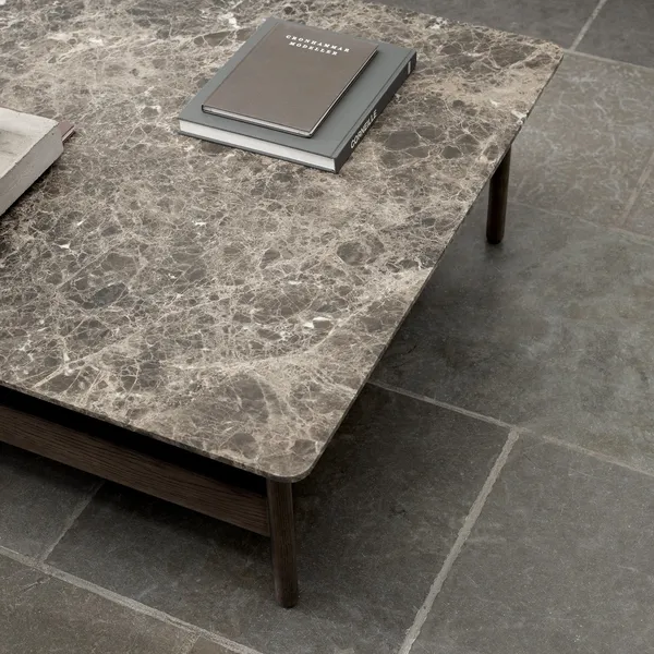 Collect Couchtisch 95x95 Emperador Marmor/Dunkelbraune Eiche