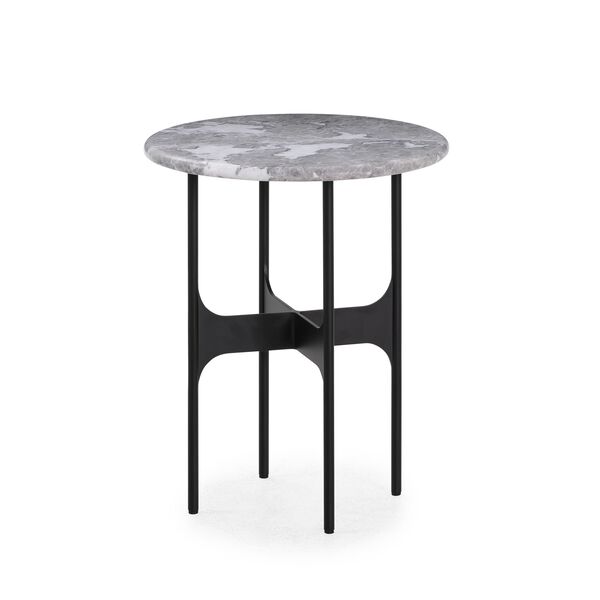 Floema Beistelltisch Ø40 Grau Emperador-Marmor