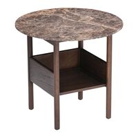 Collect Sidebord Ø60 Emperador Marmor /Mørkebrun Egetræ