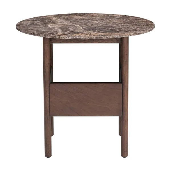 Collect Sidebord Ø60 Emperador Marmor /Mørkebrun Egetræ
