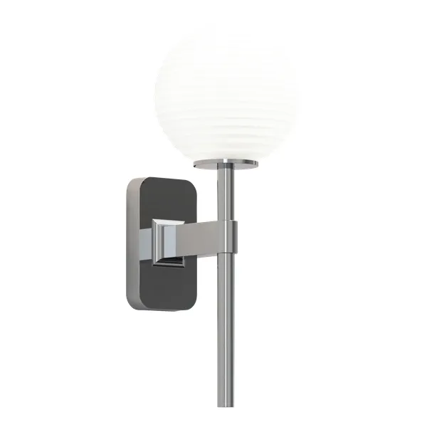 Tacoma Single Wall Lamp Polished Chrome & Grooved Shade Opal