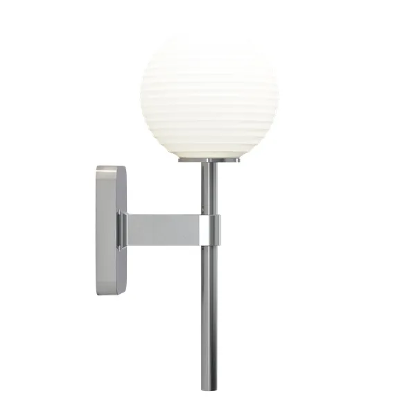 Tacoma Single Wall Lamp Polished Chrome & Grooved Shade Opal