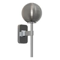 Tacoma Single Wall Lamp Polished Chrome & Grooved Shade Smoked