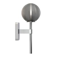Tacoma Single Wall Lamp Polished Chrome & Grooved Shade Smoked