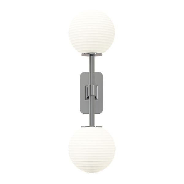 Tacoma Twin V&auml;gglampa Polerad Krom & R&auml;fflad Lampsk&auml;rm Opal