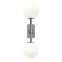 Tacoma Twin Wall Lamp Polished Chrome & Grooved Shade Opal