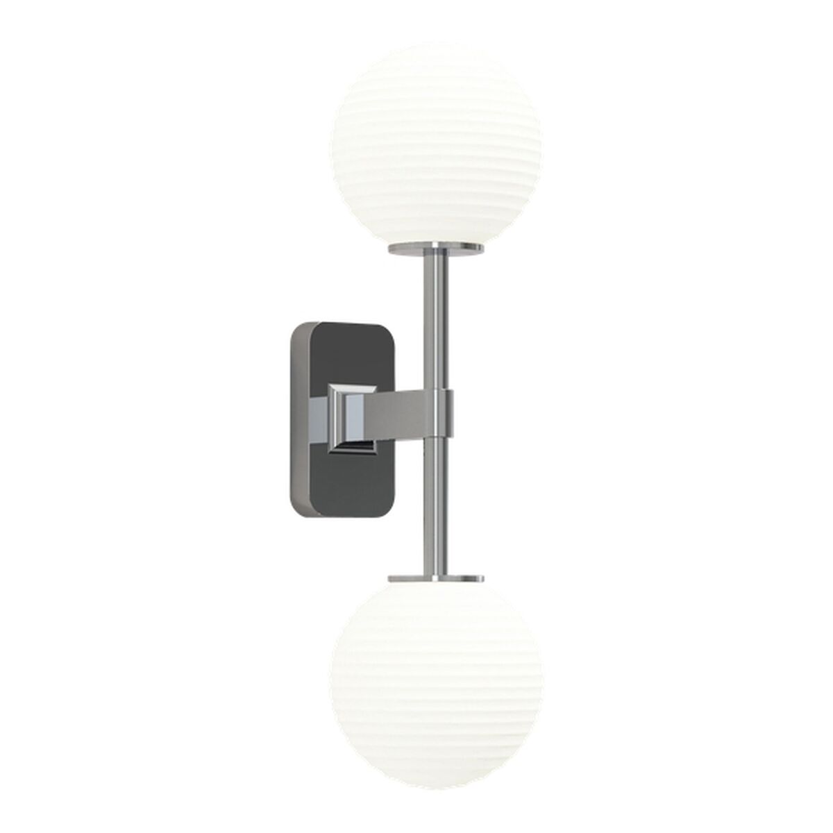 Tacoma Twin Wall Lamp Polished Chrome & Grooved Shade Opal