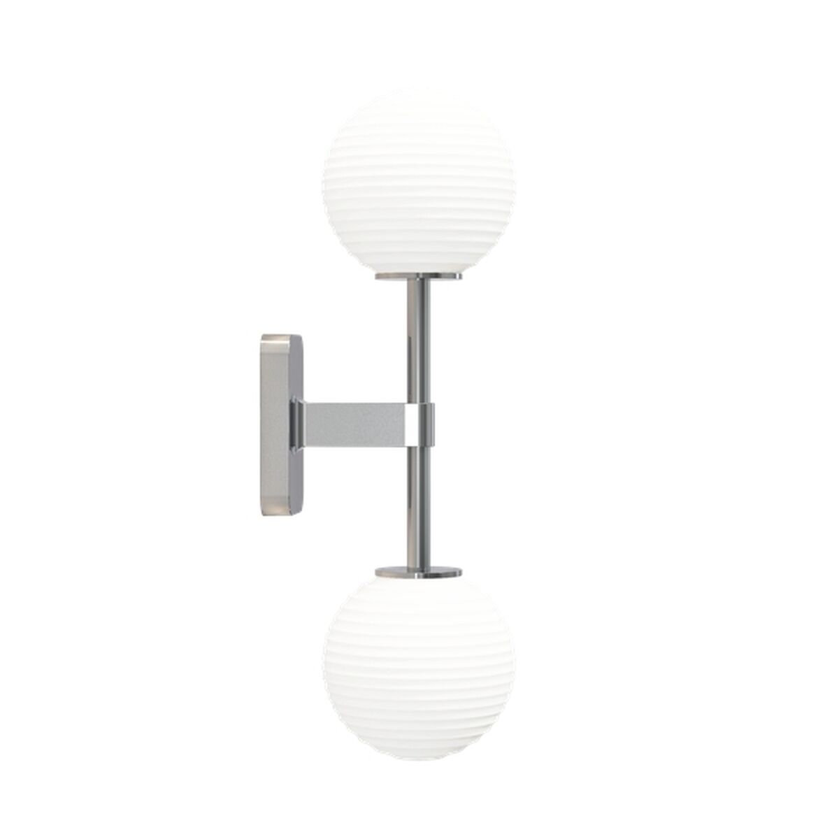Tacoma Twin Wall Lamp Polished Chrome & Grooved Shade Opal