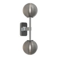 Tacoma Twin Wall Lamp Polished Chrome & Grooved Shade Smoked