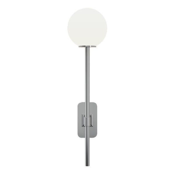 Tacoma Enkel Grande V&auml;gglampa Polerad Krom & Lampsk&auml;rm Opal