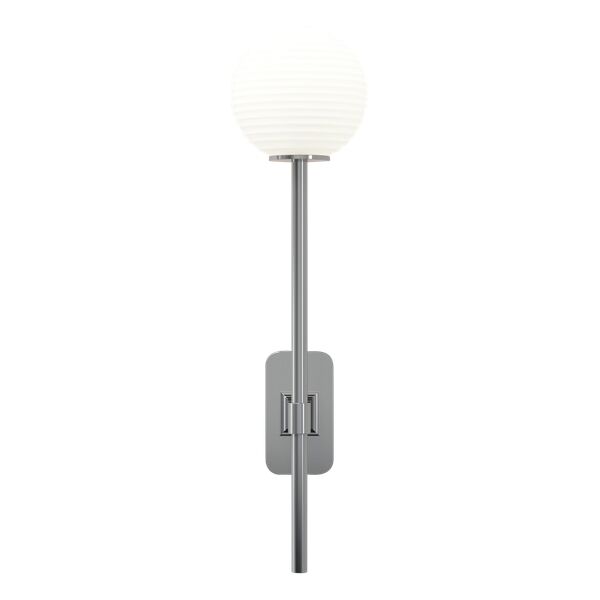 Tacoma Enkel Grande V&auml;gglampa Polerad Krom & R&auml;fflad Lampsk&auml;rm Opal