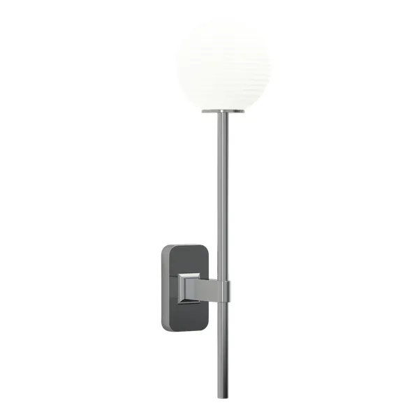 Tacoma Single Grande Wall Lamp Polished Chrome & Grooved Shade Opal