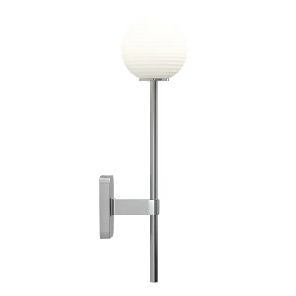Tacoma Single Grande Wall Lamp Polished Chrome & Grooved Shade Opal