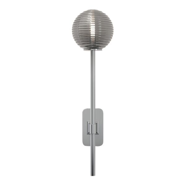 Tacoma Enkel Grande V&auml;gglampa Polerad Krom & R&auml;fflad Lampsk&auml;rm R&ouml;kf&auml;rgad